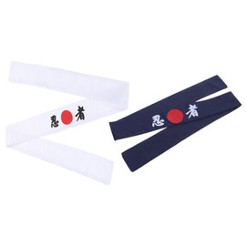 minkissy 2pcs Ninja Headband Japanese Chef Head Scarf Sushi Chef Costume For Women Men Kitchen