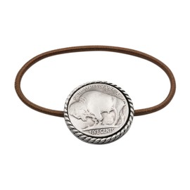 American Coin Treasures Buffalo Nickel Pewter Rope Western Style Hair Band Tie