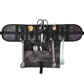 Grippi Hanging Camping Utensil - Tableware Storage Organizer - Compact Waterproof Bag for Outdoor Cooking Enthusiasts - Camp Kitchen Equipment - Camping Organizers - Set of 1 - Black - ONLY Organiser