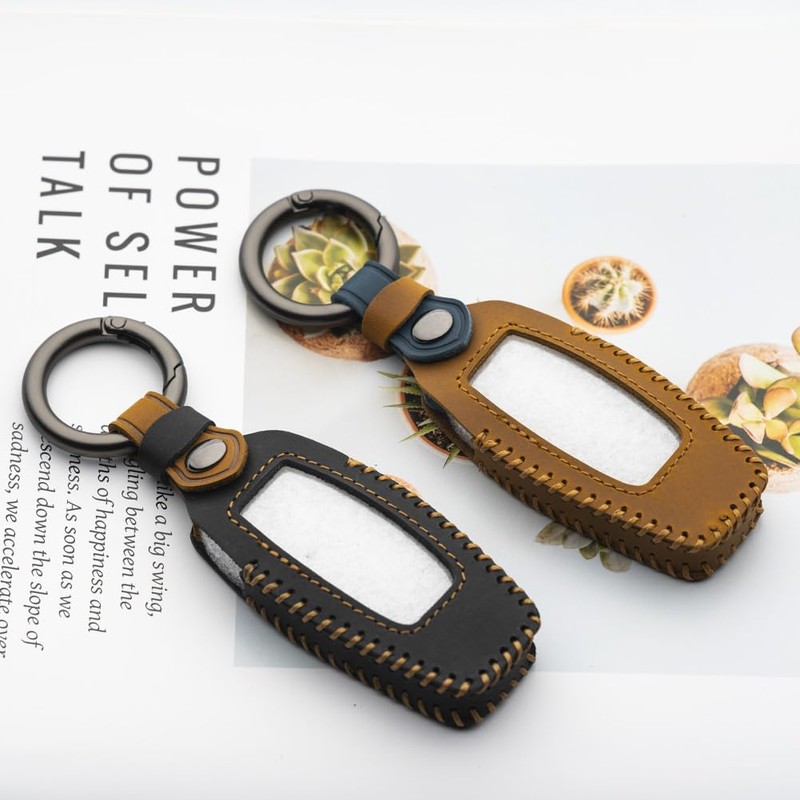 WTSHOPME Key Fob Cover Crazy Horse Leather Compatible with Mitsubishi