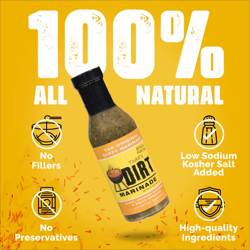 Todd’s DIRT - Original Marinade 12.50 oz 4 Bottles Pack,