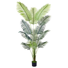 Artificial Golden Cane Palm Tree 1Pack 6Feet Faux Plant for Home Decor Indoor Outdoor Faux Areca Palm Tree in Pot for Home Office Perfect Housewarming Gift with Adjustable Trunk