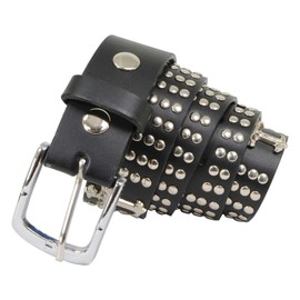 Milwaukee Leather MP7101 Men's Cross and Stud Black Genuine Leather Biker Belt with Interchangeable Buckle - XX-Large