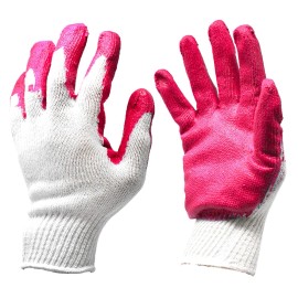 Unbranded 1-8 Pairs Non-Slip Red Latex Rubber Palm Coated Work Safety Gloves Garden Gloves - 1 Pair