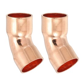 PATIKIL 15mm 1mm Thick Elbow Copper Fitting, 2Pcs 99.9% Pure Copper Pipe Fitting 45 Degree Short Radius Tube Connector Sweat Solder for HVAC Refrigeration System