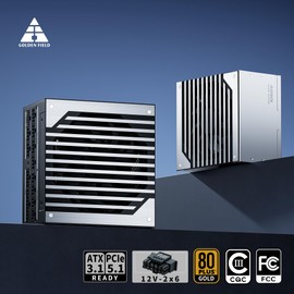 GOLDEN FIELD Nexus Gold 850W Full Modular Power Supply, 80Plus Gold with ATX3.1 & PCIe 5.1 Certified, 105°C-Rated Japanese Capacitors, Native 12V-2x6, LLC+DC-DC+Active PFC, 5-Year Warranty