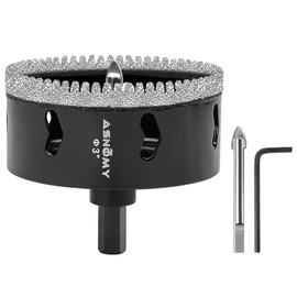 3 Inch Diamond Hole Saw with Pilot Drill Bit, 3" Serrated Brazing Tile Hole Saw Diamond Core Drill Bits with Guiding Bit for Ceramic Porcelain Tile Glass Stone Granite Marble