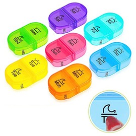 Lyaciomn Pill Box 2 Times A Day Weekly Pill Organizer AM PM with 7 Daily Pocket Case to Hold Medication