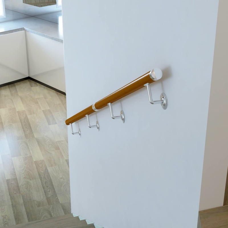 DIYHD 6.6FT Indoor Staircase Handrail,Stainless Steel Bracket Wall Mount Hand