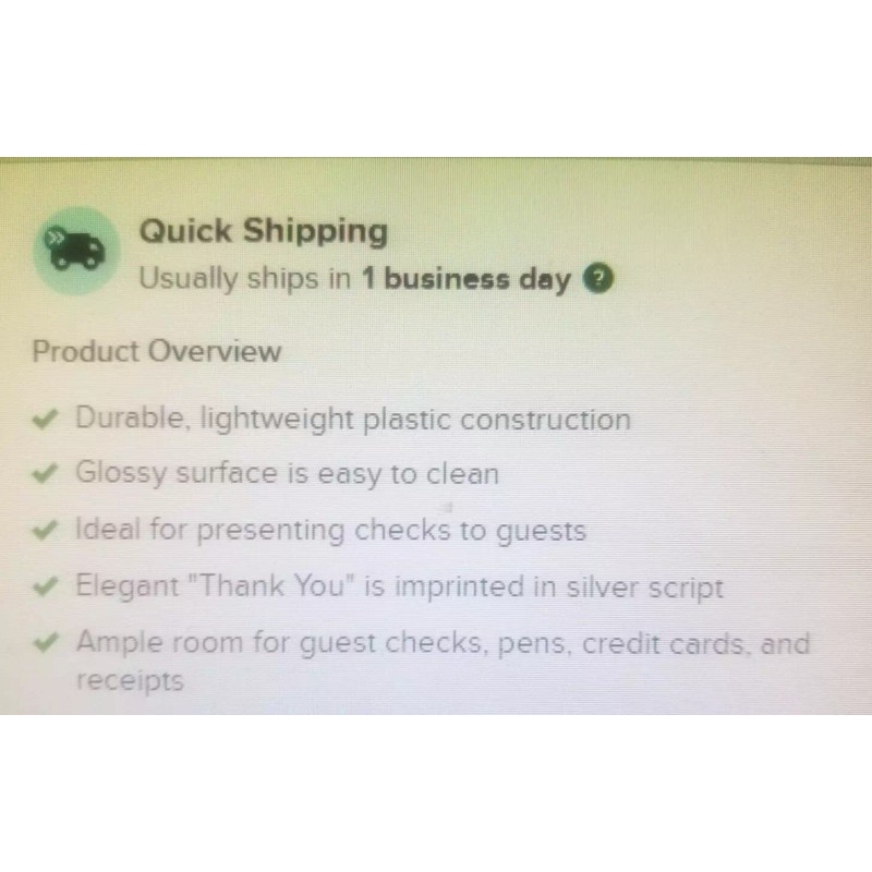 Choice BLACK RESTAURANT BILL/CHECK TIP TRAY WITH "THANK YOU" SILVER