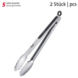 Westmark 2 barbecue / serving tongs, with stainless steel beams and rubberised handles, length: 35 cm, stainless steel/plastic, classic special maxi, silver/black, 162522E3