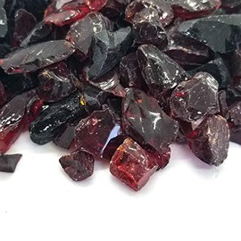 VIVID Heat (5-POUNDS Red & Black Blend - Premium Indoor & Outdoor Crushed Fire Glass Rock Large 1/2, 3/4 & 1" inch Chunky Size - Glass for Use in Gas Fire Pit, Fireplace, Fire Table Etc. (Lava Rock)