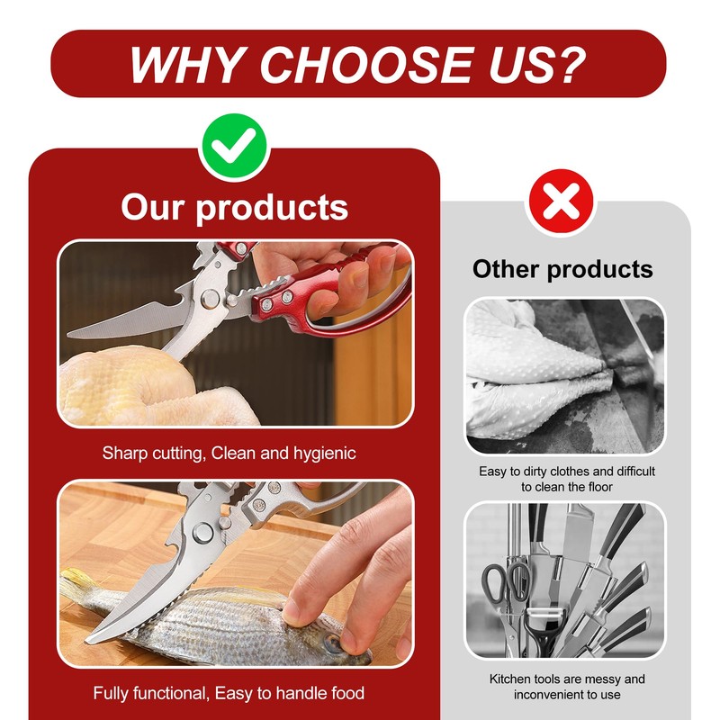 YOUNEEDFUL 2025 Heavy Duty Kitchen Scissors, Used For Cutting Meat,