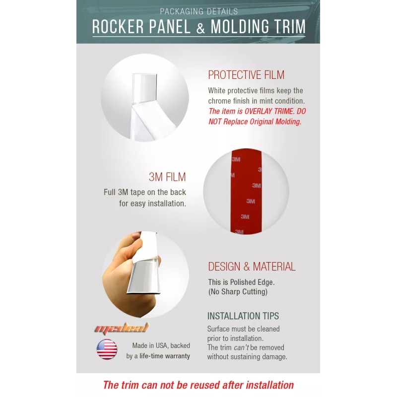 TYGER Fits 07-09 Chevy Tahoe Body Side Molding Trim Top