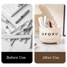 WAYUTO Rotating Pencil Holder Makeup Brush Holder with Detachable Divider Pen Storage Holder Cosmetic Brush Organizer Desktop Stationary Organizer for Home Office School