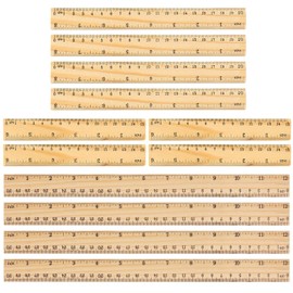 Wooden Ruler, 12pcs Wooden Flat Scale Drafting Rulers 15cm 20cm 30cm School Wood Straight Measuring Ruler Tool for Office Crafts Classroom Home