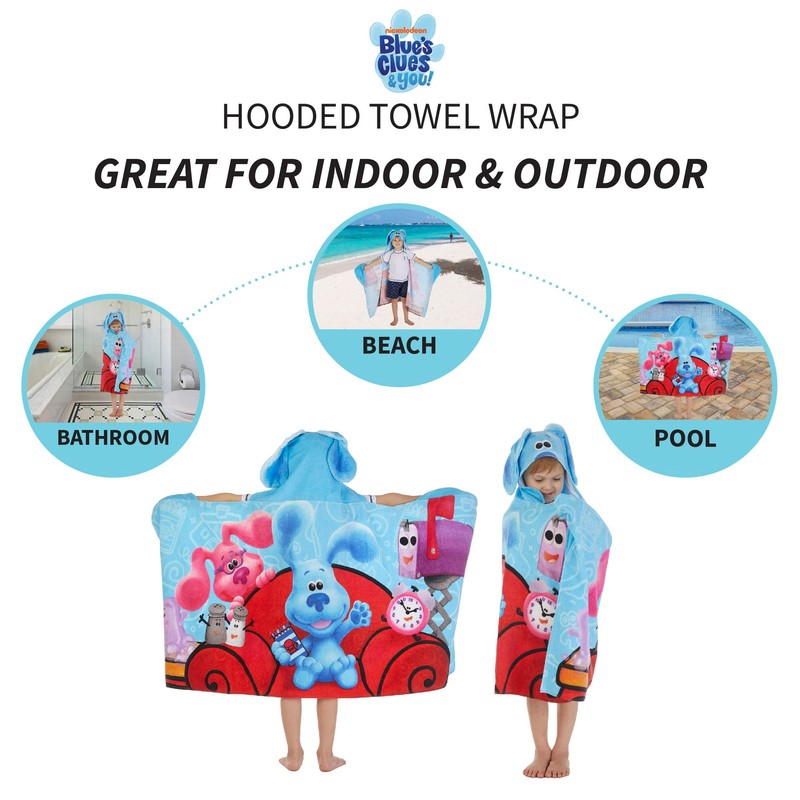 Blues Clues Bath/Pool/Beach Soft Cotton Terry Hooded Towel Wrap, 24