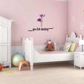 Design With Vinyl Roses, Flowers, You Look Amazing Bloom Blossem Trees Flowers Rose Bushes Weeds Stem Bouquet Corsage Garden Bouquet Decorating Ideas Bedroom Wall Decal Sticker - Size: 20 in X 14 in