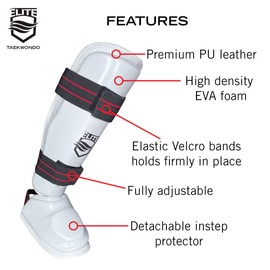 ELITE – Taekwondo Shin & Instep Guard for Kids & Adults (TKD Protector) (Medium)