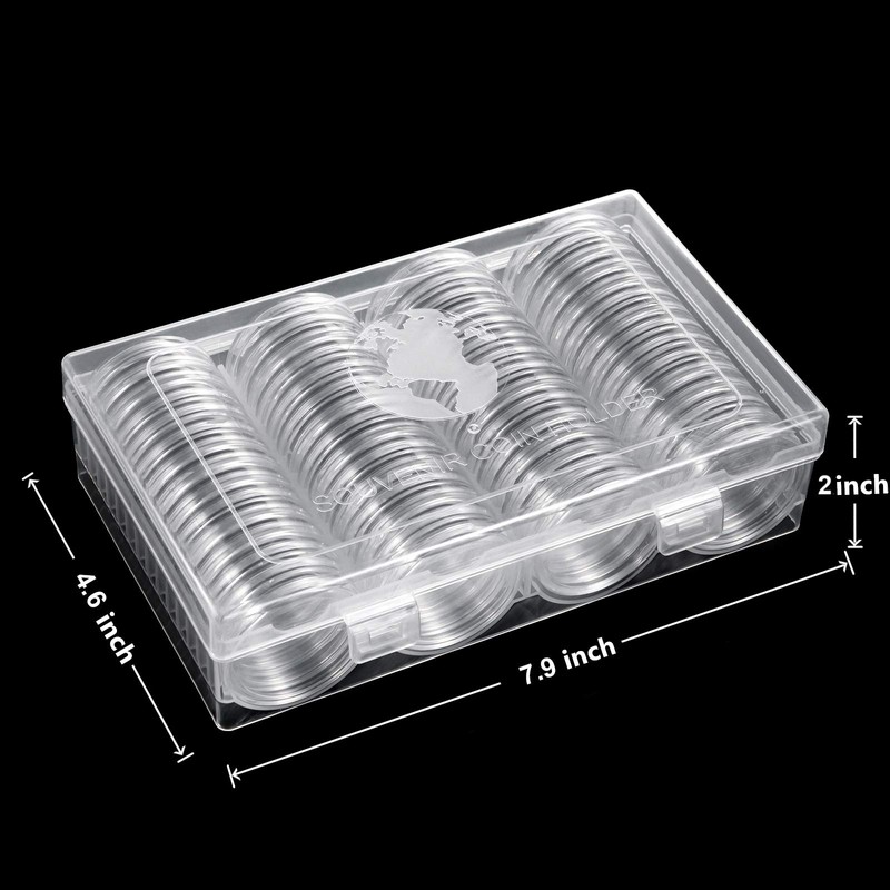 MUDOR 41 mm Coin Holder, 60 Pieces Silver Dollar Capsules