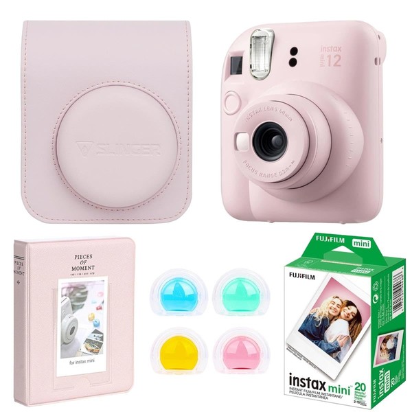 Fujifilm Instax Mini 12 Instant Film Camera, Blossom Pink Bundle