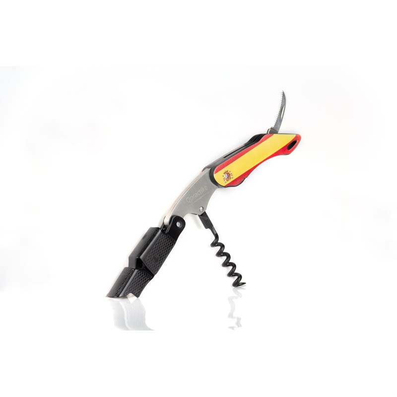 Qpractiko - Two-stroke corkscrew with Teflon spiral, "Spain flag", easy