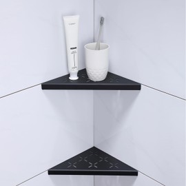 Xiarnotogi 8" Corner Shower Shelf, 2-Pack Shower Shelves SUS304 Stainless Steel Bathroom Shelves for Tile Walls, Recessed Corner Shelf Organizer Rack, No Drilling (Matte Black)