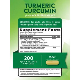 Nature's Truth Cúrcuma Curcumina 1500mg 200 Cápsulas