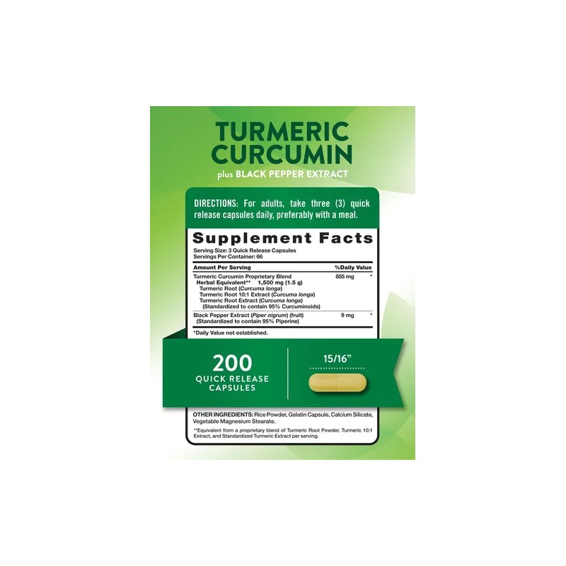 Nature's Truth Cúrcuma Curcumina 1500mg 200 Cápsulas