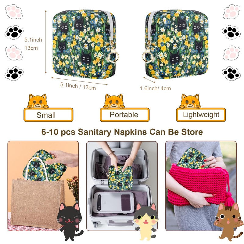 Likesing Tampon Holder for Purse, Canvas Period Bag Sanitary Napkin