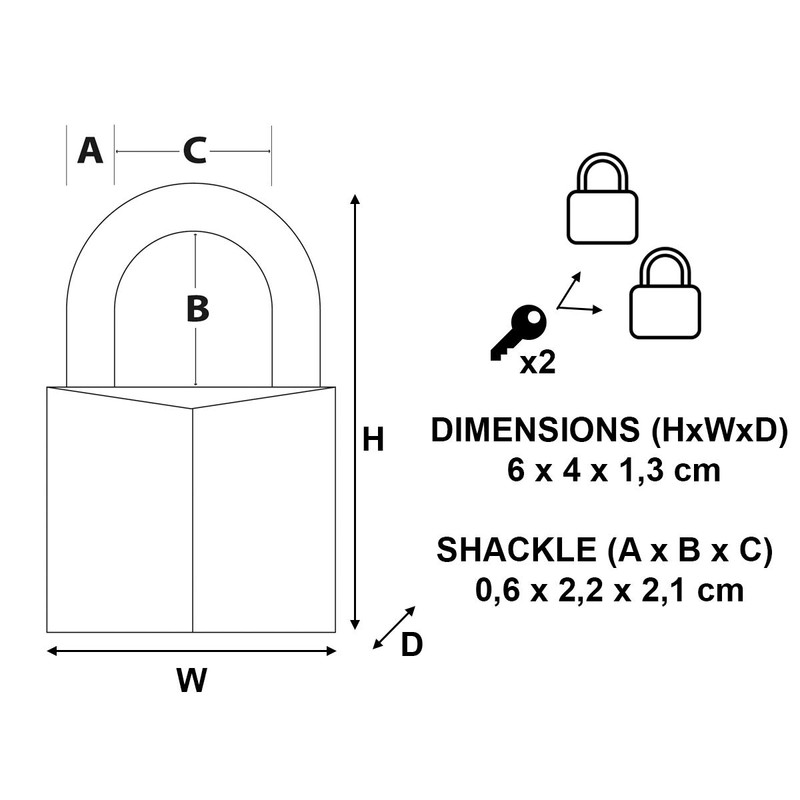 Master Lock 140EURT Pack of 2 Key Padlocks with Brass