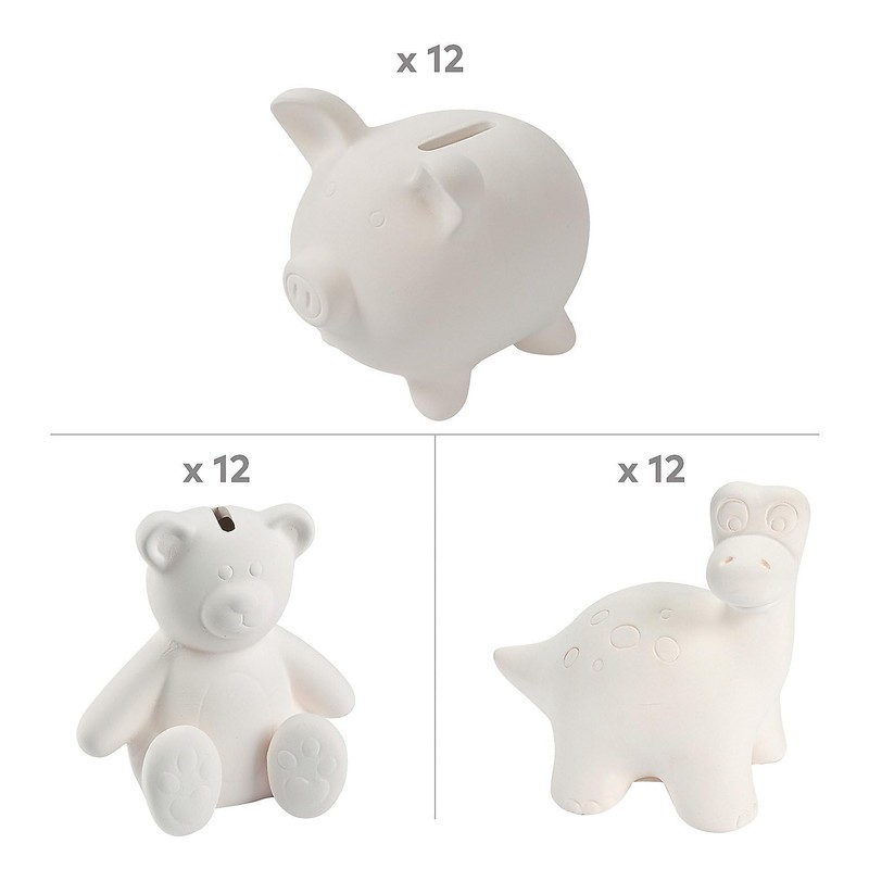 Fun Express 3" – 5 1/4" DIY Ceramic Animal Coin