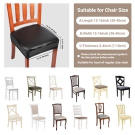 Treaful Dining Chair Covers Set of 4, 4 Pcs Seat Covers for Chairs, Adjustable Dining Chair Seat Covers Seat Protectors with Elastic Ties for Kitchen Dining Room Hotel Housewarming Gifts-Black