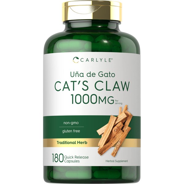 Carlyle Cat's Claw Capsules 1000mg | 180 Count | Uncaria Tomentosa | Non-GMO, Gluten Free Supplement