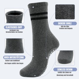 HYCLES Yoga Socks Non-Slip Socks 3 Pairs Stopper Socks for Women Non-Slip Grip Socks for Yoga, Pilates, Dance, Barefoot, Trampoline, Home, Hospital, 03# Black*1+Light Grey*1+Dark Grey*1