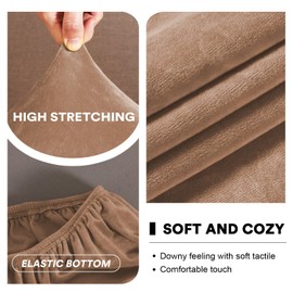 PrinceDeco Velvet Round Saucer Chair Cover (Slipcover Only) High Stretch Papasan Chair Cushion Cover Removable Furniture Protector for Living Room Washable,Fits 29-37 inch, Medium,Luggage