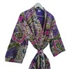 Pranipat Handicrafts Kantha Kimono, Abstract Print Cotton Jacket, Purple, Handmade