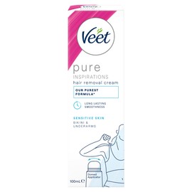 Veet Veet Pure Sensitive Hair Removal Cream 100 ml With Bodycurv Domed Applicator For Bikini And Underarm - Hydrates, Exfoliates, Moisturizes Skin Effectively