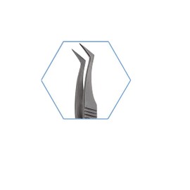 A2Z- Precision Plucking Tool Semi Curved Slant Wide Micro Point Tip Tweezer - Precision Travel Tweezers for Eyebrow grooming, Removing Facial & Ingrown Hair, Splinters - Stainless Steel - 4.5 Inch
