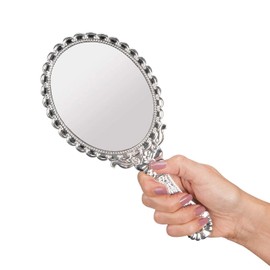 JOONOR Handheld Mirror with Handle Vintage Compact for Personal Makeup Vanity Hand Held Mirror Tone Victorian Vanity Mirror 9.8x4.5in