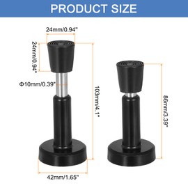 sourcing map Door Stoppers, 1pcs 4.1" Stainless Steel Door Stoppers for Wall, Hydraulic Buffer Telescopic Door Stops with Rubber Tip for Bottom of Door (Black)