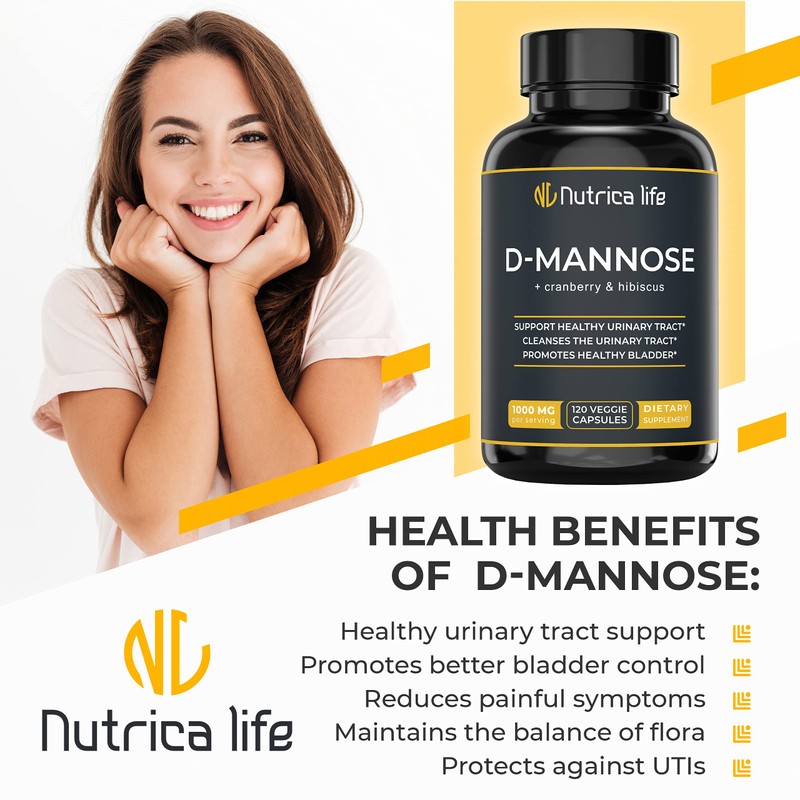 Urinary Tract Infection Treatments D Mannose 1000mg Capsules - Potent