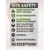 NYC Construction SITE Safety Sign (White/Black, Reflective, Aluminum 14X22 -Rust