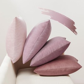 Softalker Cushion Cover 45 x 45 cm Pink Velvet Set of 4 Cushion Covers Sofa Cushion Couch Cushion Decorative Sofa Living Room Bedroom Party Garden Dining Room Hotel Girls Birthday