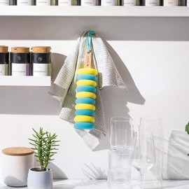 DONKEY Crazy Curls Lemon Washing Up Sponge, Cleaning Sponge, Kitchen Utensils, Plastic/Wood, Yellow/Blue, 26 cm, 600507