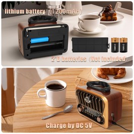T.TAOMI Portable AM FM Radios, Transistor Shortwave Radio Retro Vintage Radios with Loud Speakers, Support USB Power Or D Battery (Copper)
