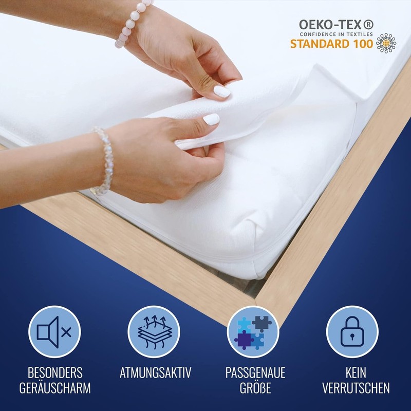Waterproof and Breathable Cotton Mattress Protector (Oeko-Tex® Standard 100) Provides