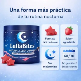 Gomitas Para Dormir Sin Melatonina Lullabites 60 Pzas Fresa                                                                                           