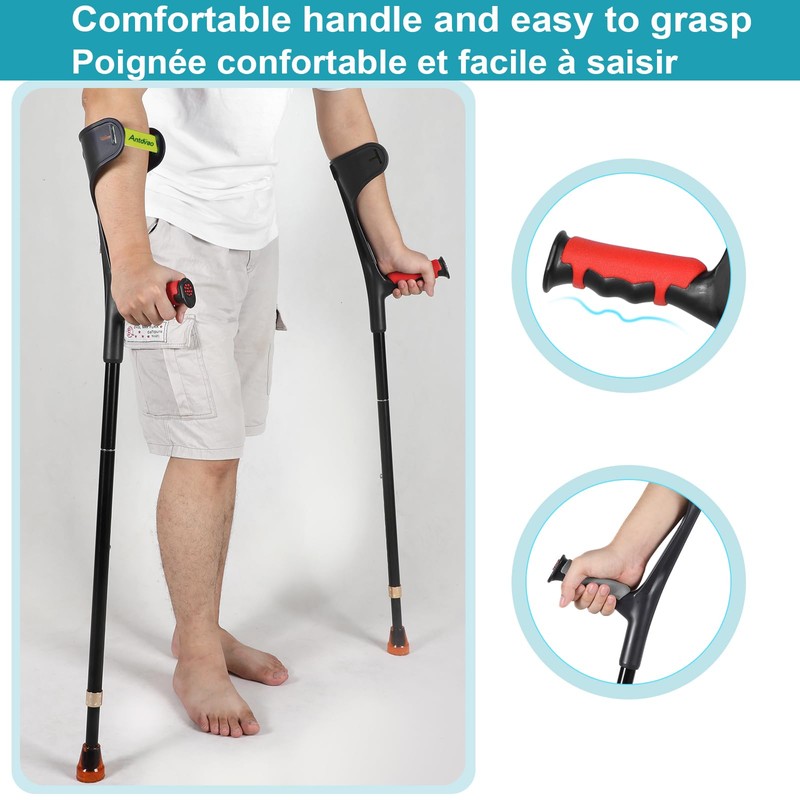 Antdvao Forearm Crutches Pair, Folding Forearm Crutches Lightweight Adjustable，with Rubber
