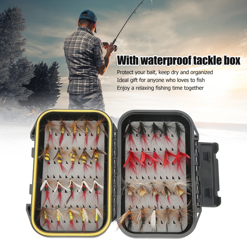 40Pcs Fly Fishing Flies Kit Stainless Steel with Box Lures